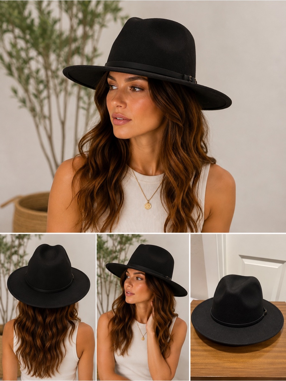 Classic Black Wide-Brim Verabella  Hat - Women's Accessories